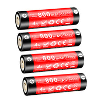 14GT80UR 14500 800mAh protected lithium ion high drain 4A battery with micro USB charging port